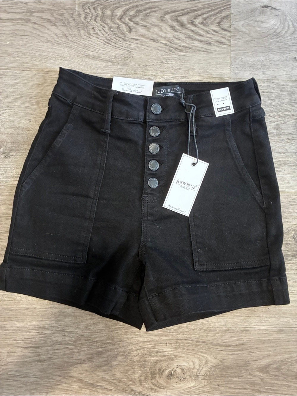 NWT Judy Blue Black High Waist Button-Front Shorts